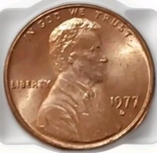 Original Red 1977 D Lincoln Memorial Uncirculated Penny-Clean w/Nice Color