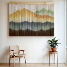 Extra Large Macrame Wall Hanging Dip-Dyed Tapestry Modern Wooden Home Wall Ar...