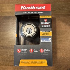 New Kwikset Double Cylinder Deadbolt Satin Nickel with Smartkey Rekey 99850-074