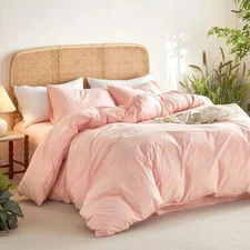 Cotton Pink  Duvet Cover  Set Twin Queen, and other size, with Coconat  Buttons.