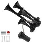 12V 185dB 4-Trumpet Air Horn Kit with Compressor, Chrome Housing, Super Loud