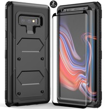 For Samsung Galaxy Note 9 Heavy Duty Case Cover  2packs Glass Screen Protector