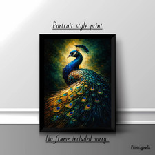 Peacock Wall Art Print Poster Picture Home Decor A4 Unframed Gift Luxury Decor