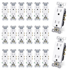 15 Amp Tamper Resistant White Electrical Wall Outlet, 125V, UL Listed, 20 Pack