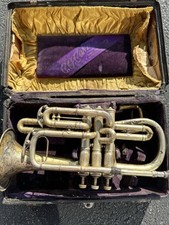 Antique Early 1900s C.G. Conn's Conn-Queror Cornet Sold For Parts Or Repair