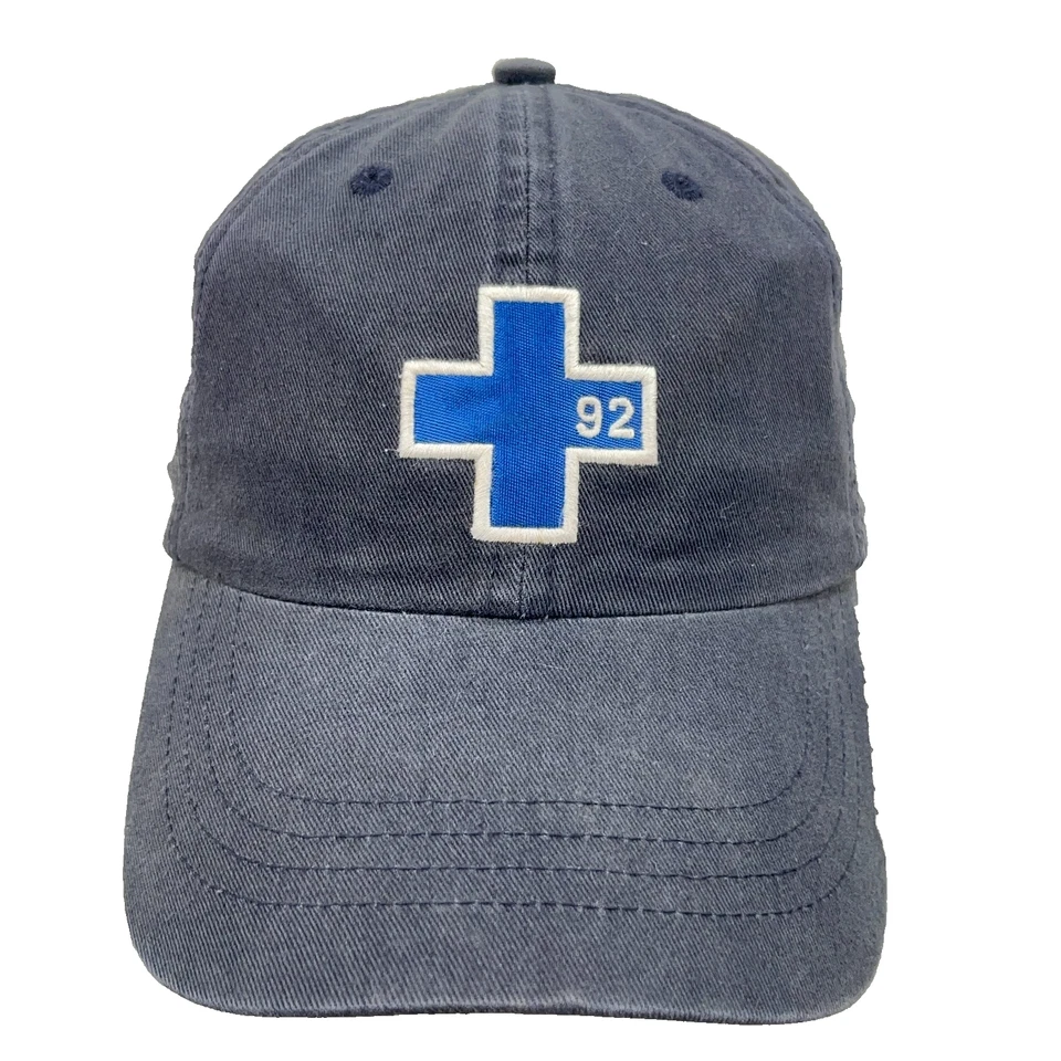 De colección Y2K Abercrombie & Fitch Sombrero Correa de Cuero Trasera Gris Azul Cruz 92 Papá Foto 2 de 4