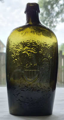 Olive Green GII-64 Pint Willington Eagle Connecticut Flask Circa 1860s