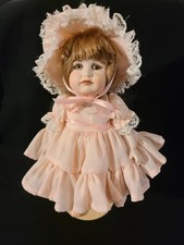 VTG 12" Porcelain Doll W/Painted Face Movable Limbs Head/ With Stand
