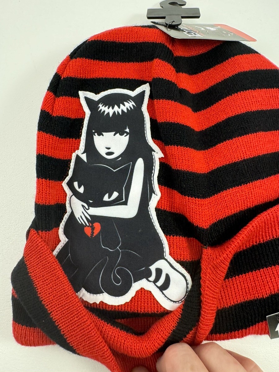 Emily Strange Beanie Red Black Cats One Size Sticking Cap Hat Made Strange By ?‍⬛ Emily loves nightmares, punk rock, and the color black  main image 4