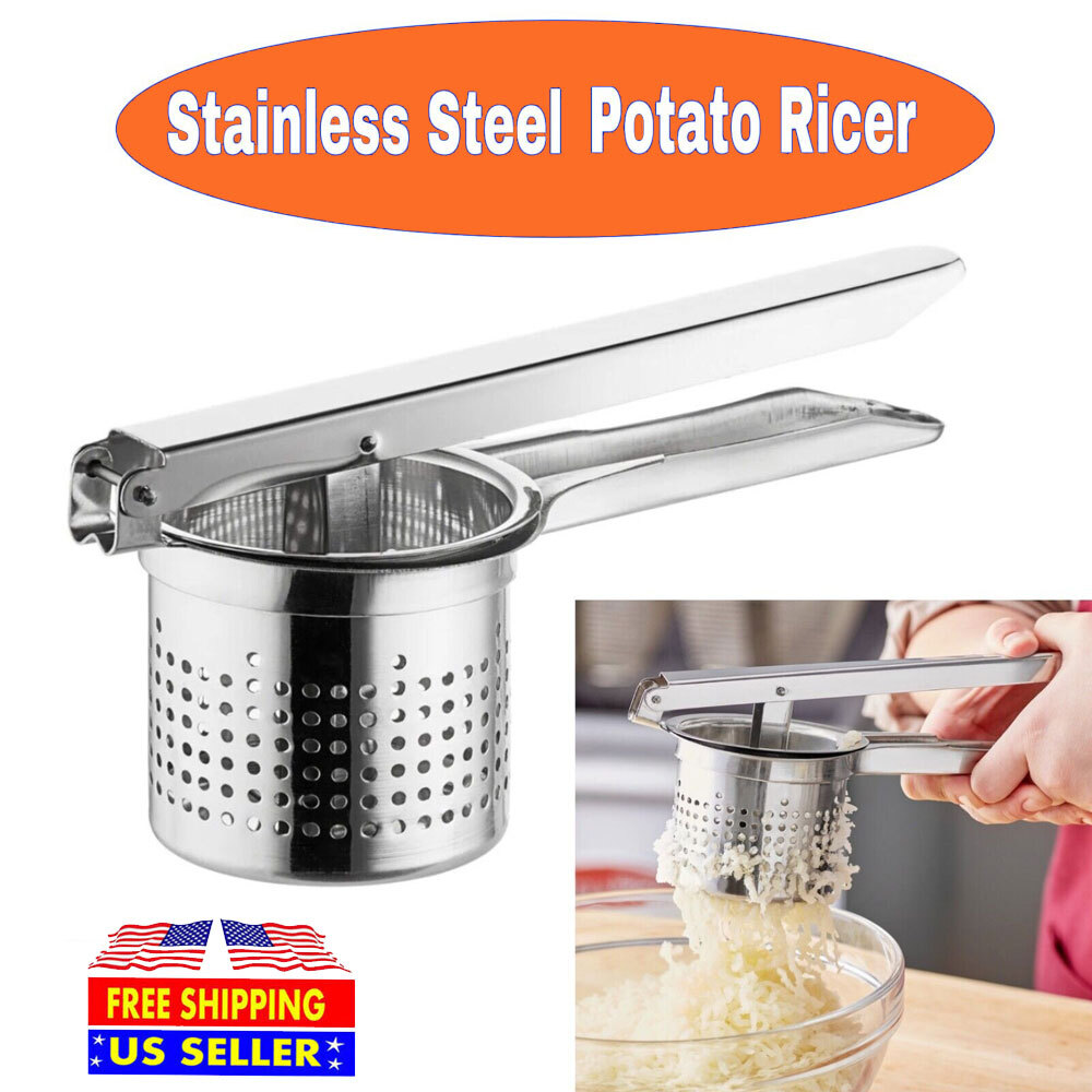 Stainless Steel Potato Ricer & No Lumps Potato Masher Masher Large