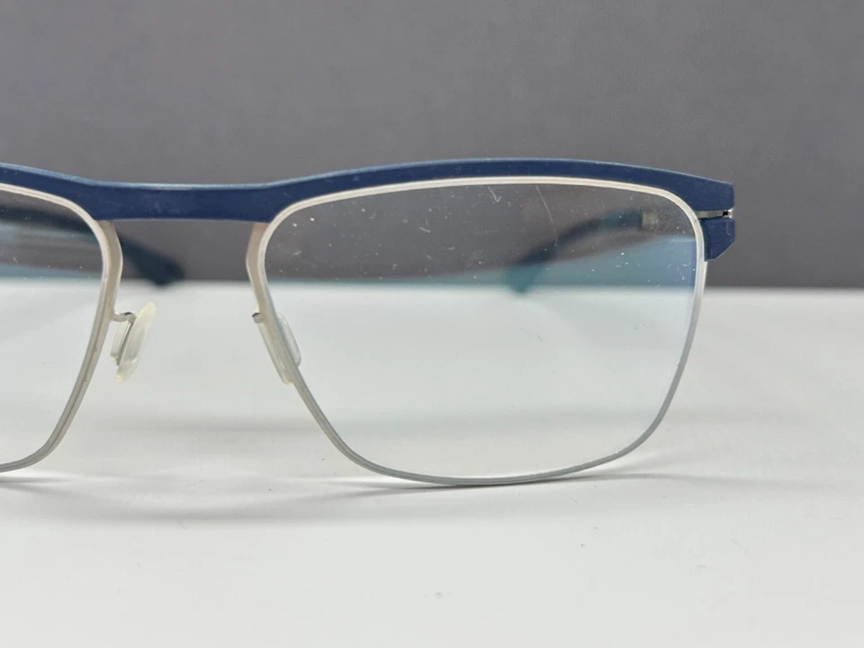 Ic! Berlin Monturas de Gafas Mujer Hombre Azul Plata Cromo Goma Angular Tommy G Foto 3 de 4