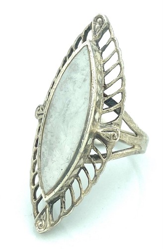 Bague En Argent Fin Avec Nacre Verte - 6,24 G - Occasion