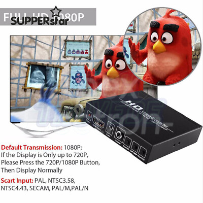 SCART+HDMI To HDMI HD Video Converter Box 720P 1080P 3.5mm Audio Out B2SA