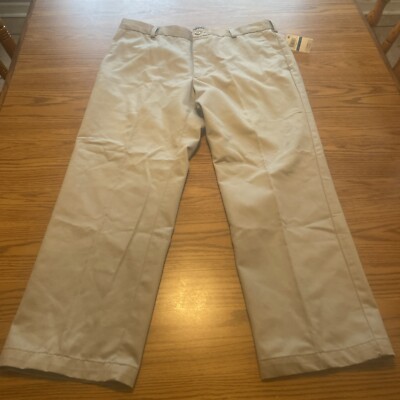 IZOD Mens American Chino Pants Flat Front Straight Fit Beige Khaki NEW 36x 29