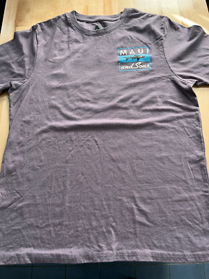 Maui and Sons Shark Logo Graphics Dark Lavender Tshirt -  Unisex Men's M