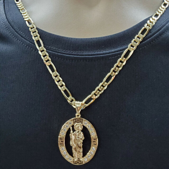 14K Gold Plated Saint Jude pendant with chain Medalla San Judas Oro laminado