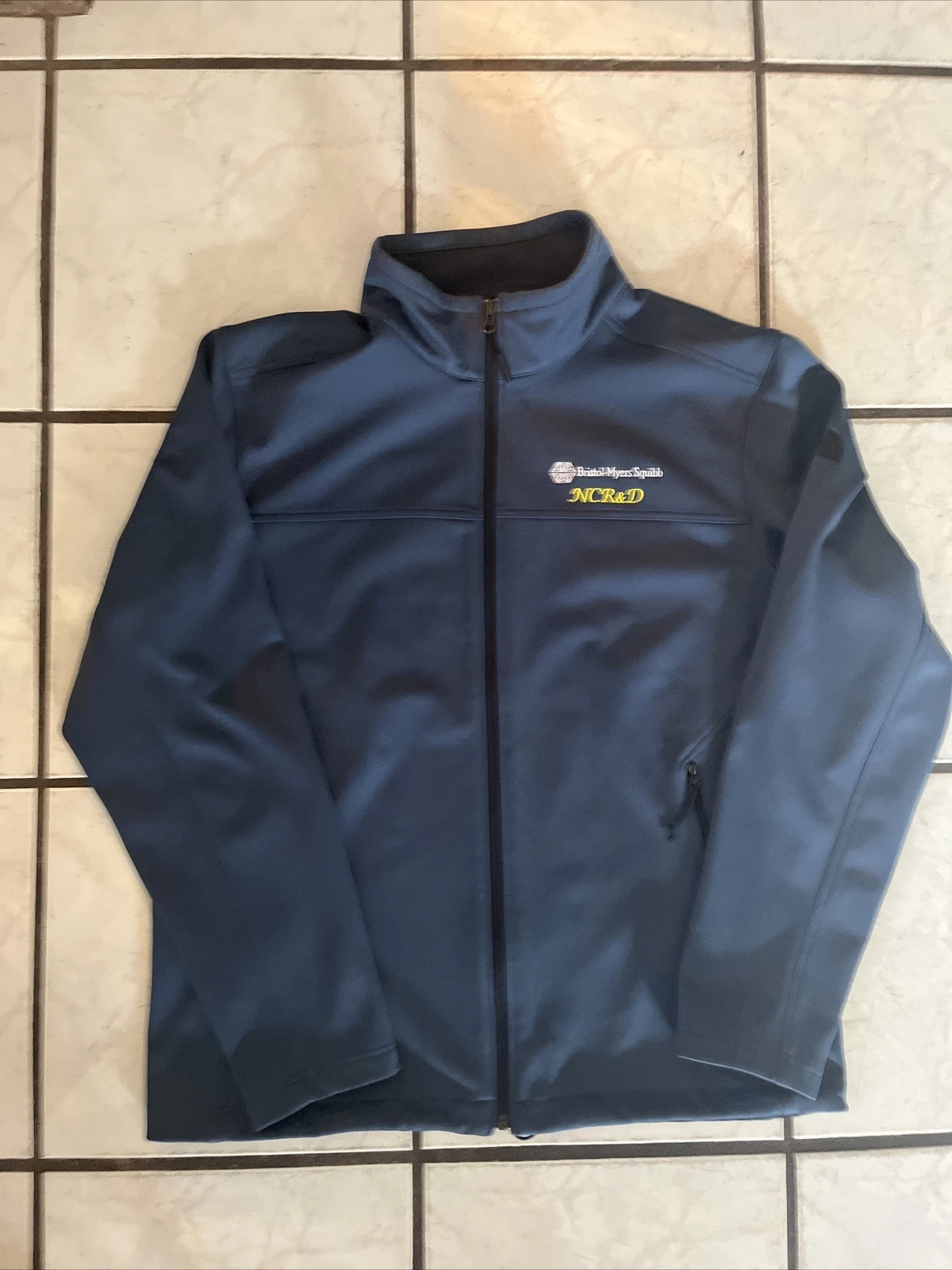 The North Face Mens Size L Softshell Windwall Blue Jacket Fleece Lined Full Zip