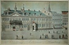 J. M. DAVID `HAMBURG, RATHAUS AN DER TROSTBRÜCKE´ UMRISSRADIERUNG, ~1807