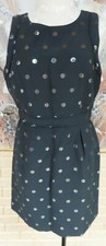 NWT ELLE-LADY IN LACE- SZ 10 BLACK/SILVER POLKA DOT SHEATH-SLEEVELESS DRESS