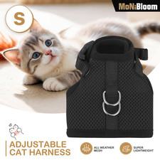 Escape Proof Cat Pet Harness Adjustable Kitten Mesh Chest Walking Jacket Black