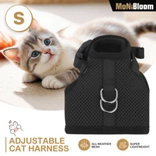 Escape Proof Cat Pet Harness Adjustable Kitten Mesh Chest Walking Jacket Black