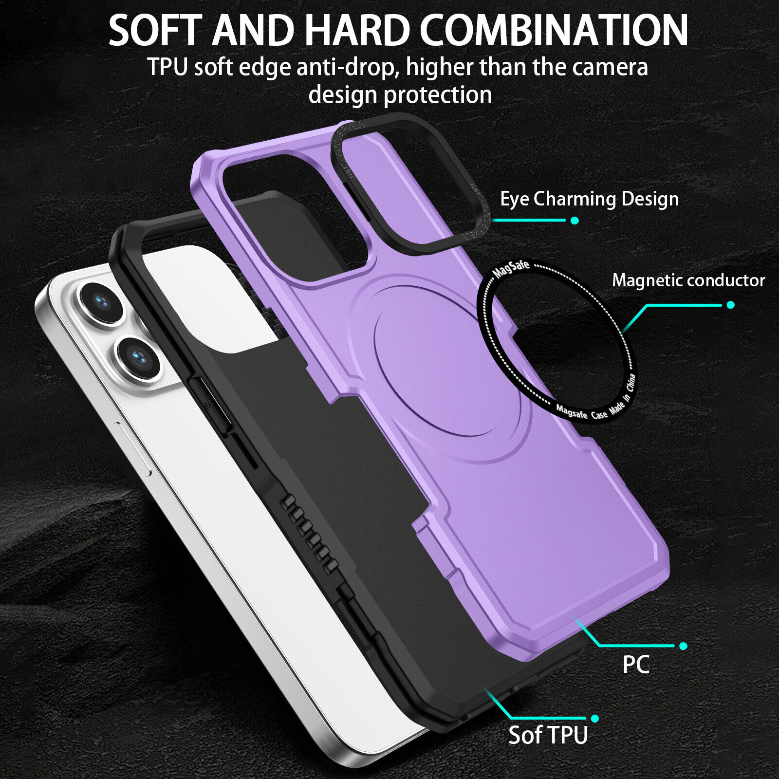 Luxury Shockproof Clear Hard Phone Case For iPhone 12 13 14 15 Pro Max  Carbon Fiber Transparent Magsafe Magnetic Funda Cover