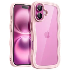 JETech Wavy Case for iPhone 16 6.1-Inch, Cute Wave Frame Curly Shape Cover