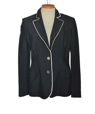 Les Copains Black Wool Blend Blazer Jacket Size IT 42, U.S. Size 6 