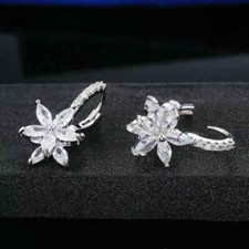 2Ct Marquise Cut Lab-Created Diamond Drop Dangle Earring 14K White Gold Plated