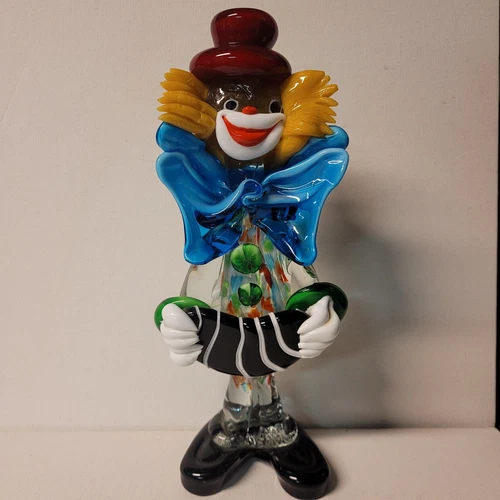 Vintage Murano Italian Art Glass Hand Blown Clown Figurine 10" Statue
