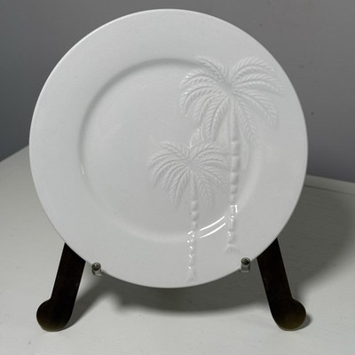 Oneida Palm Springs Salad Plate White Raised Relief Palm Trees Coastal 7.5 