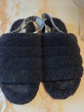 UGG Fluff Yeah Womens Slide Slippers Size 8 Black Slingback Platform