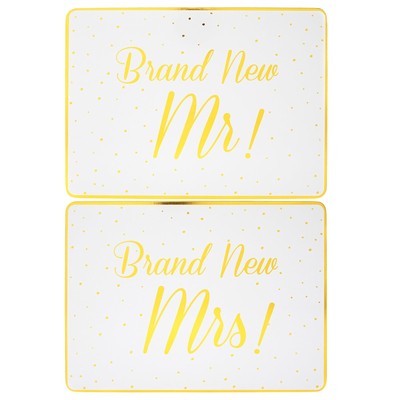Weiß/Gold Set Mit 2 Geschirr Korken Platzdeckchen - Brandneu Mr / Mrs