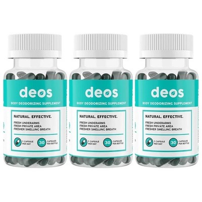 3PACK DEOS Internal Deodorant Supplement   Full Body Deodorizer - (90 Capsules)