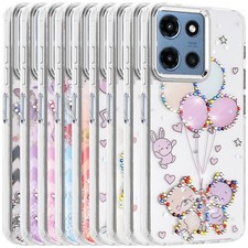For Moto G Play 2026 Phone Case Resin Epoxy Design Diamond Metal Edged Cover