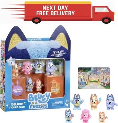 Bluey Fuzzies Figuren Deluxe 8 Stück Sortiment - neue beflockte Textur - Elch