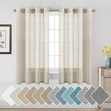 Linen Curtains Flax Linen Blended Curtain 52"W x 63"L Pack of 2 Natural