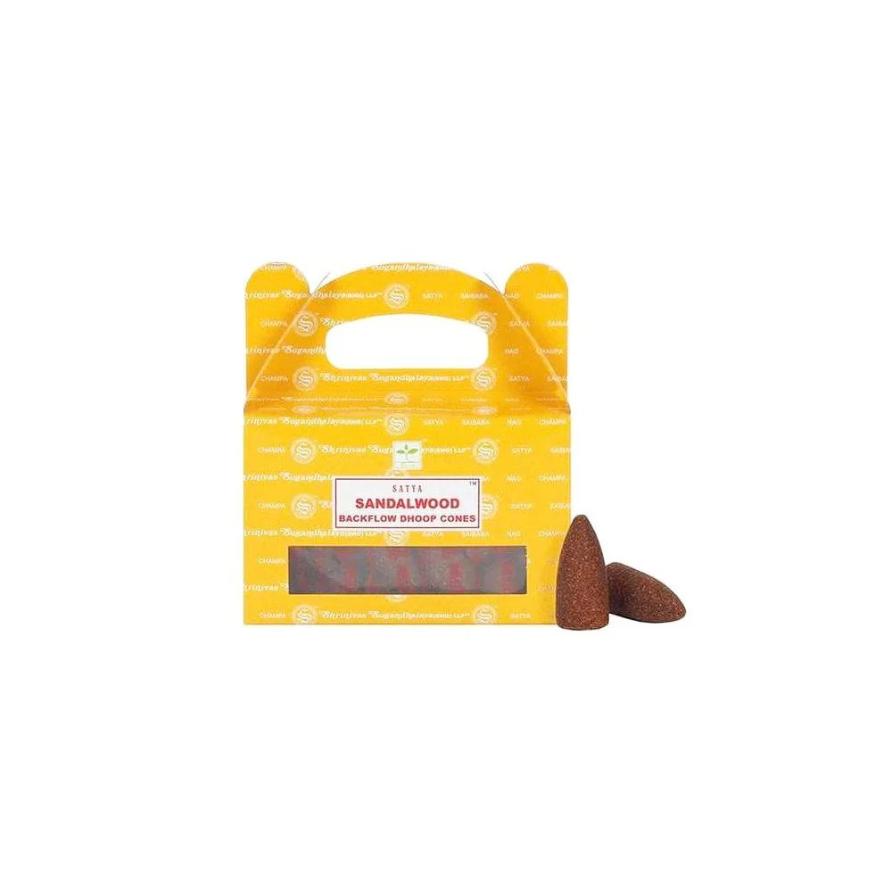 Sandalwood Backflow Incense Cones - 24 Pack Dhoop for Waterfall Burners
