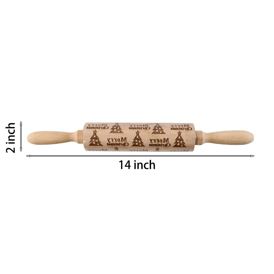 3Pcs Wooden Embossed Rolling Pin Christma Rolling Pins for Baking Cookies - Image 2 of 4