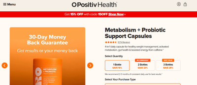 OPositive URO Metabolism + Probiotic (weight loss and maintenance), 3 bottles