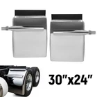 Pair Stainless Steel 30"x24" Quarter Fender W/Flush Mount Bracket For Semi Truck