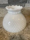 Vtg White Milk Glass Hobnail Lamp Shade Hurricane 8" Fitter