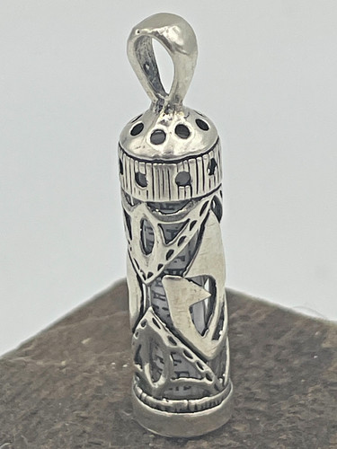 Old STERLING SILVER Pendent Judaica Amulet שדי Name of God with Hebrew blessing