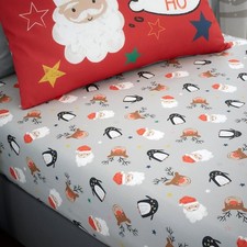 Bedlam Kids Christmas Fitted Sheet Single 190 x 95 x 25cm Santa Claus.