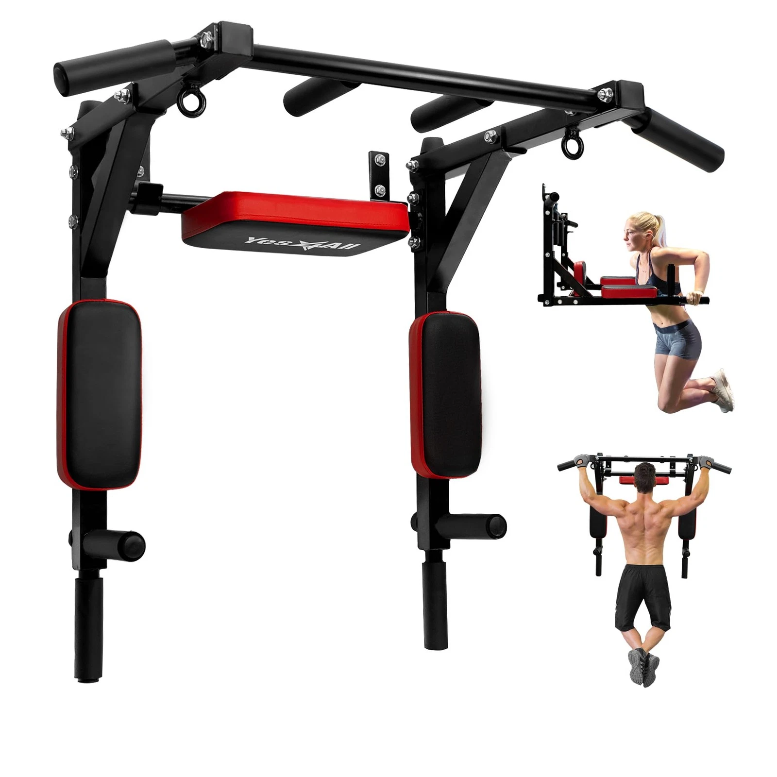 Wall Mounted Pull Up Bar Chin Dip Station 515 lbs Yes4All H3PV Multifunctional