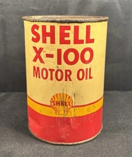 1960s Metal Shell X-100 Motor Oil 1 Qt Can