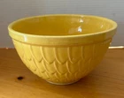 Vintage McCoy Yellow Mixing Bowl with Feather/Fish Scale Pattern 8"