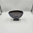 Vtg Fenton Carnival Glass Love Birds Vase Amethyst