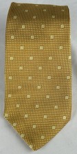 Brooks Brothers Gold Polka Dot Check Textured Silk Neck Tie Made In USA