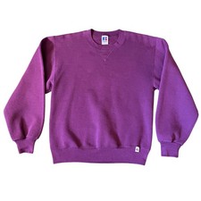 1980s Russell Athletic Mens Crewneck Sweatshirt Blank Cranberry Made USA Small
